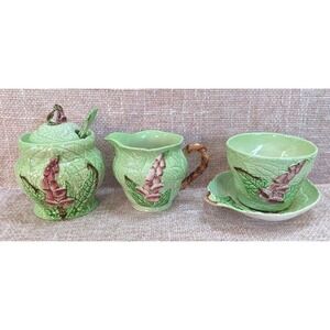 5 PCS VINTAGE CARLTON WARE GREEN FOXGLOVE